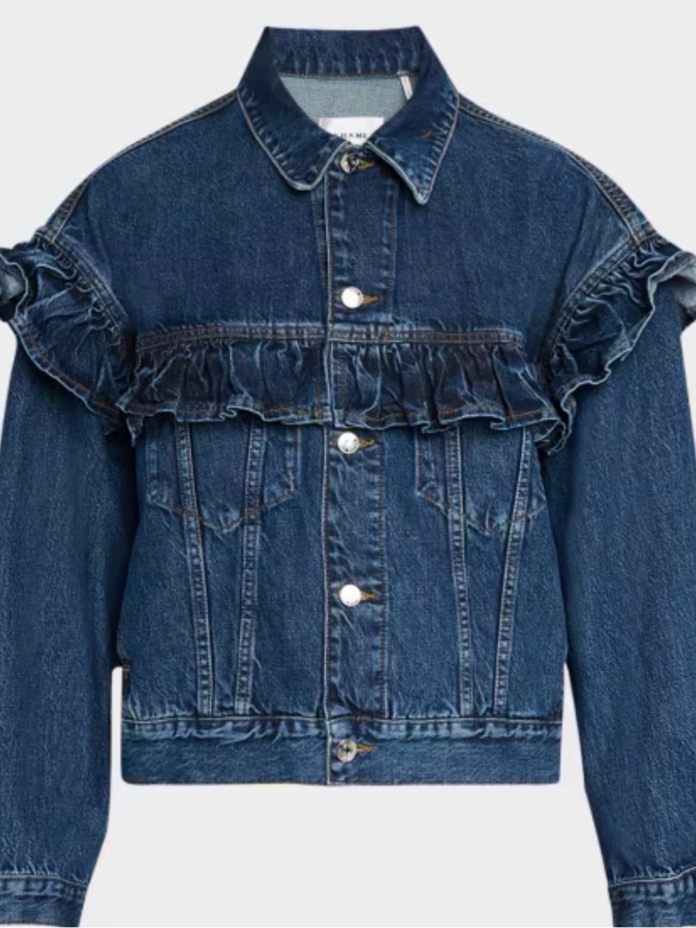 L💙VE!!  NWT Frame Tuckernuck Ruffle Denim Jacket Anthropologie Sz L 8 10 12